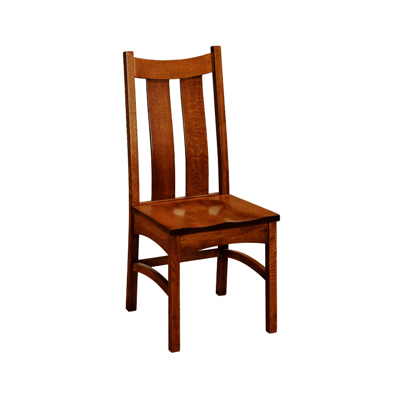 Amish made Classic Side Chair with Wood Seat in Solid Quartersawn Oak - Oak For Less® Furniture