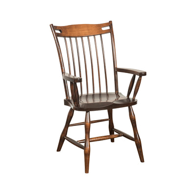 Amish made Edmonton Solid Brown Maple Arm Chair with Wood Seat - Oak For Less® Furniture