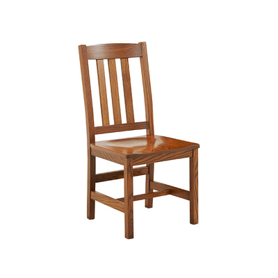 Amish made Old Mission Side Chair with Wood Seat in Solid Oak - Oak For Less® Furniture