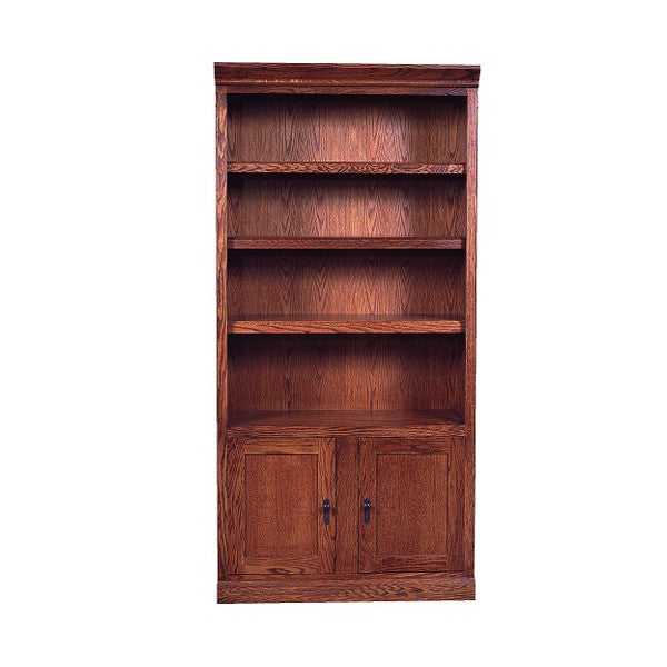 FD-6123D-M - Mission Oak Bookcase 36" w x 13" d x 60" h with Lower Doors - Oak For Less® Furniture