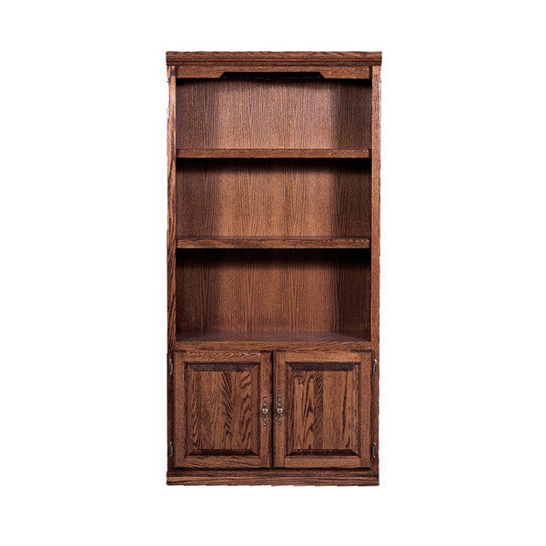 FD-6122D-T - Traditional Oak Bookcase 36" w x 13" d x 48" h with Lower Doors - Oak For Less® Furniture