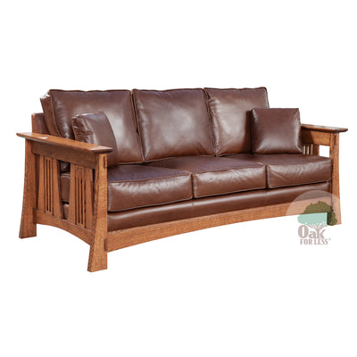 Solid Wood Bungalow Sofa in Leather | Oak For Less ®