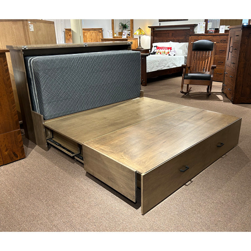 Clearance Amish made Concord Credenza Murphy Bed with fold out base unfolded - Oak For Less® Furniture