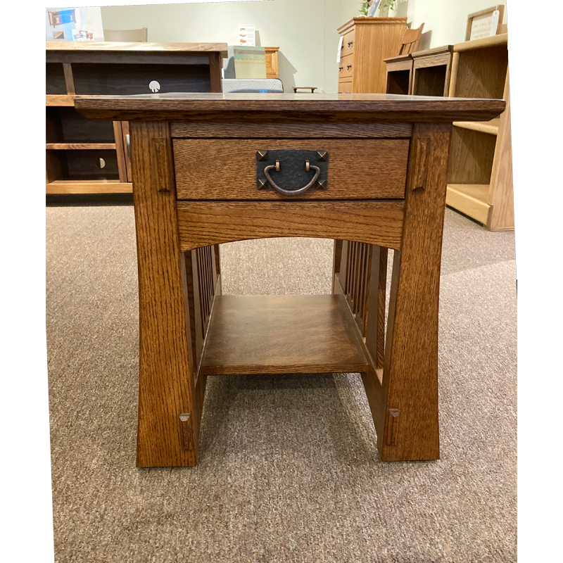 Clearance Arts & Crafts End Table 20" w front view - Oak For Less® Furniture