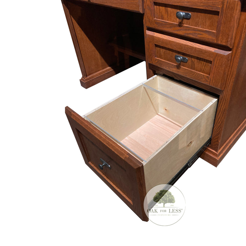 FD-1020M - Mission Oak 48" Student Desk file drawer detail - Oak For Less® Furniture