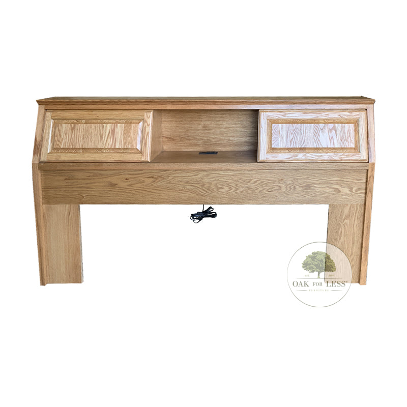 FD-3014T - Traditional Oak Bookcase Headboard - E/Cal King size - Oak For Less® Furniture