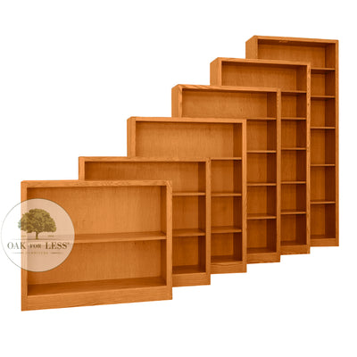 OD Newport Oak Bookcases 36" wide in different heights in Medium finish - Oak For Less® Furniture