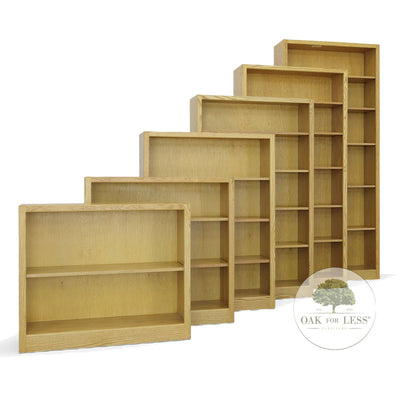 OD Newport Oak Bookcases 36" wide in different heights in Light finish - Oak For Less® Furniture