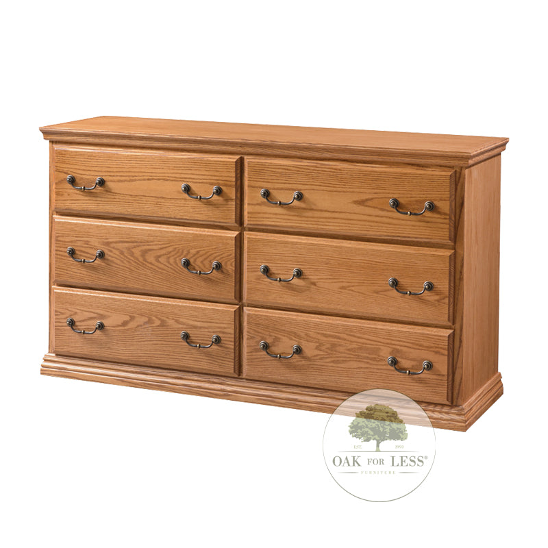 Traditional Oak 6 Drawer Dresser - Oak For Less® Furniture