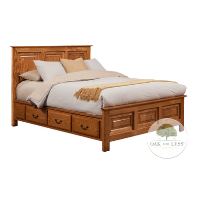 Traditional Oak Elevated Pedestal Bed - Oak For Less® Furniture