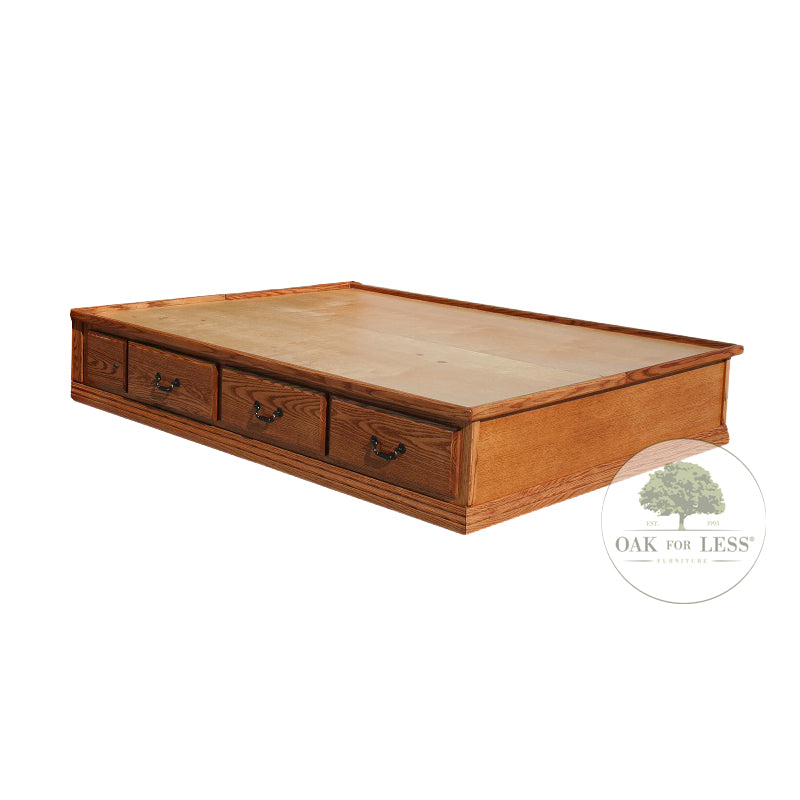 OD-O-T456-Q - Traditional Oak Pedestal Bed with 6 drawers - Queen Size - details - Oak For Less® Furniture