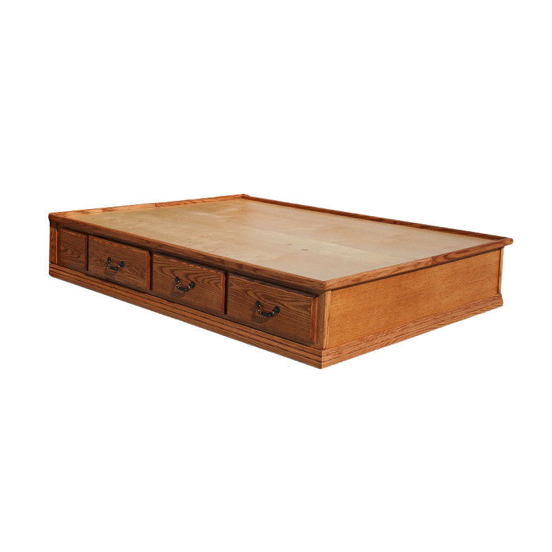 OD-O-T456-Q - Traditional Oak Pedestal Bed with 6 drawers - Queen Size - Oak For Less® Furniture