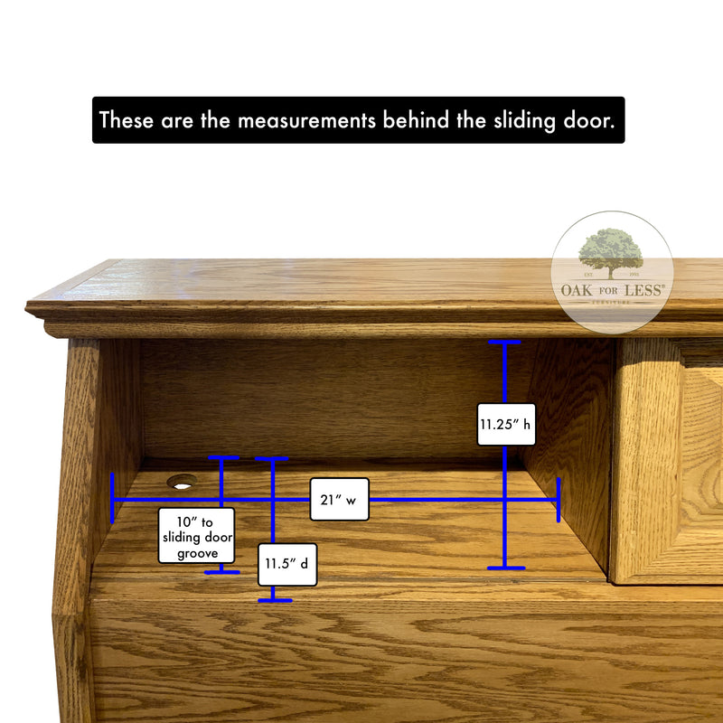 OD-O-T462-EK - Traditional Oak Bookcase Headboard - E King Size - dimensions behind the door - Oak For Less® Furniture