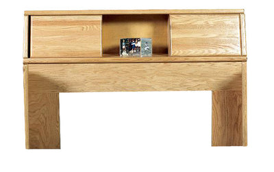 FD-3011 - Contemporary Oak Bookcase Headboard - Full size - Oak For Less® Furniture