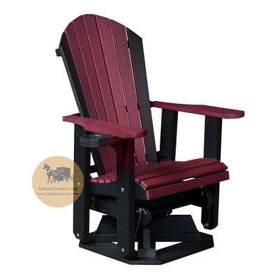 Amish made Outdoor Poly Lumber Adirondack Swivel Glider in black and cherry - Oak For Less® Furniture / Amish Furniture Creations™