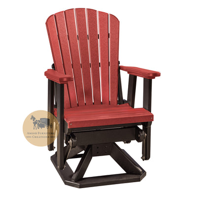 Amish made LAP Outdoor Poly-Wood Adirondack Swivel Glider in cardinal red and black - Oak For Less® Furniture / Amish Furniture Creations™