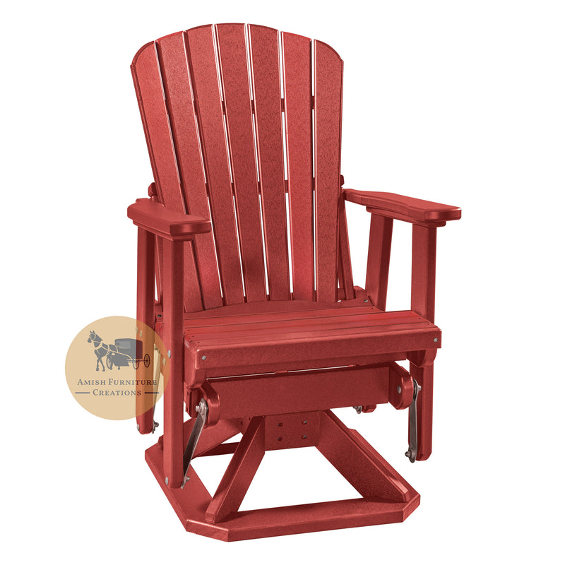 Amish made LAP Outdoor Poly Lumber Adirondack Swivel Glider in cardinal red  - Oak For Less® Furniture / Amish Furniture Creations™