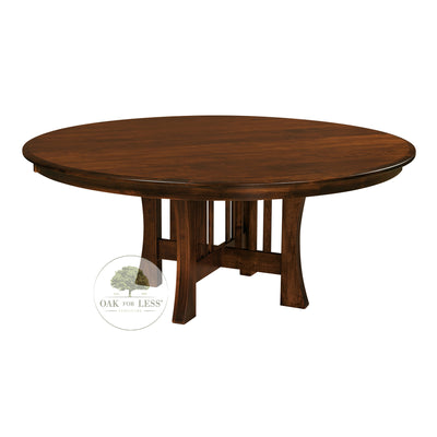 Amish made Arts & Crafts X Base Round Table in Solid Brown Maple - Oak For Less® Furniture