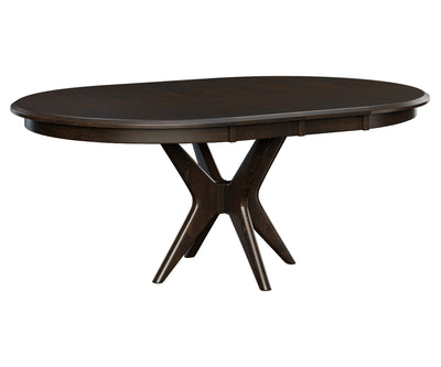 Amish made West Newton Pedestal Table with 2 leaves extended - Oak For Less® Furniture / Amish Furniture Creations ™