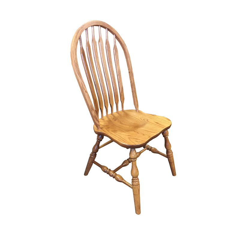 Amish made Angola Arrowback Side Chair with Wood Seat in Solid Oak - Oak For Less® Furniture
