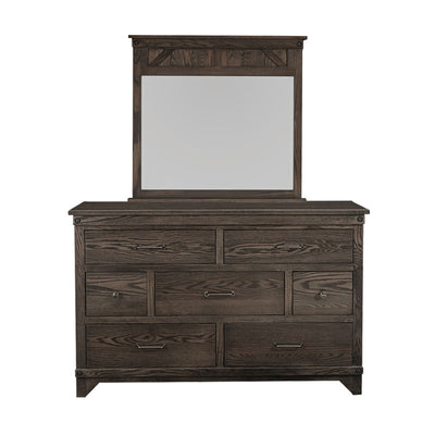 Amish made Cedar Lakes Solid Oak 7 Drawer Dresser and Mirror - Oak For Less® Furniture