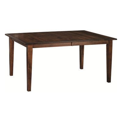 Amish made Classic 4 Leg Table and 6 Wood Seat Side Chairs in Solid Brown Maple - Oak For Less® Furniture