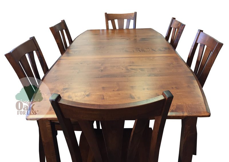Amish made Hatfield Table and 6 Wood Seat Side Chairs in Solid Brown Maple - Oak For Less® Furniture
