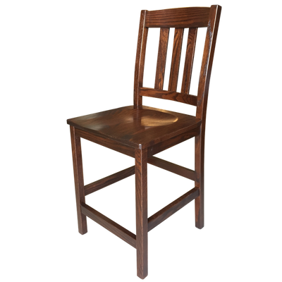 Amish made Old Mission 24" Barstool with Wood Seat in Solid Oak - Oak For Less® Furniture
