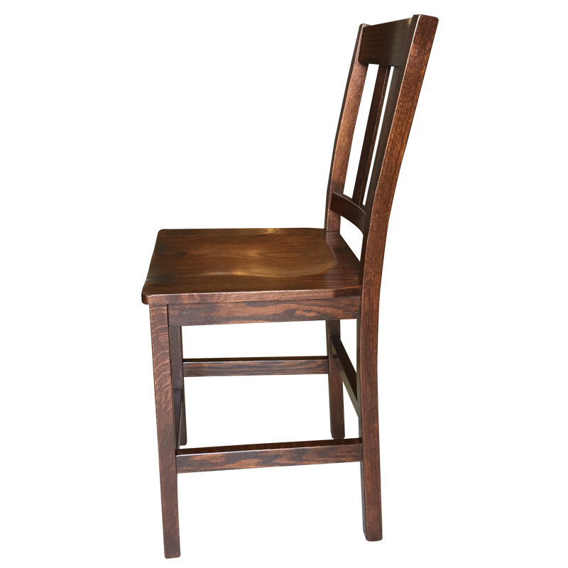 Amish made Old Mission 24" Barstool with Wood Seat in Solid Oak - Oak For Less® Furniture