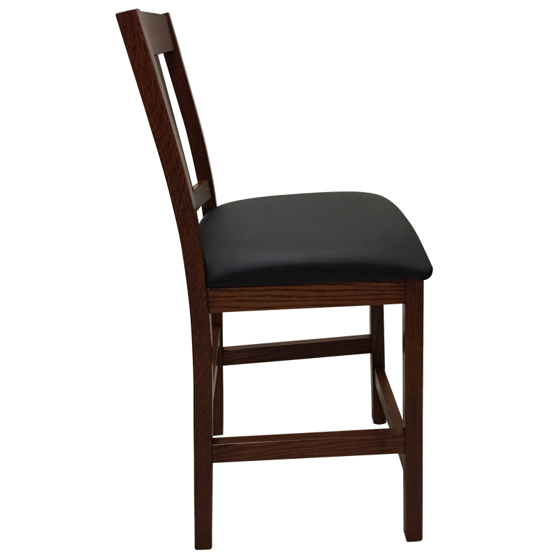 Amish made Old Mission 24" Barstool with Leather Seat in Solid Oak - Oak For Less® Furniture