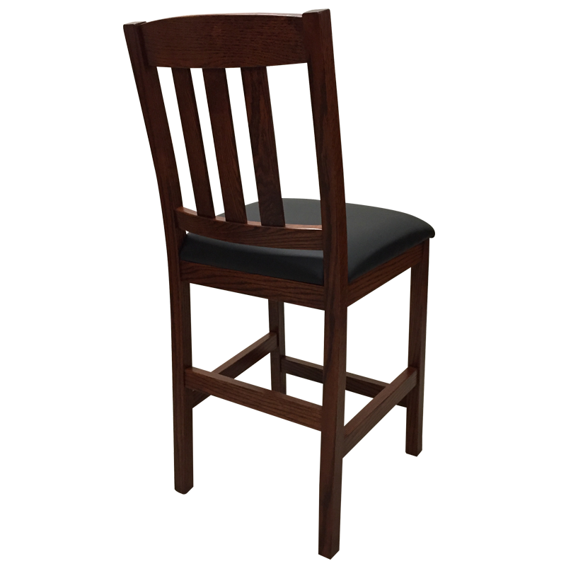 Amish made Old Mission 24" Barstool with Leather Seat in Solid Oak - Oak For Less® Furniture