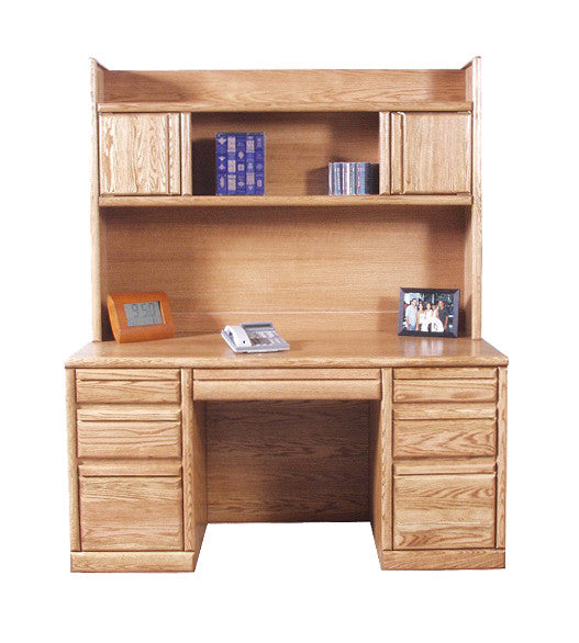 FD-1048 and FD-1016 - Contemporary Oak 60" Executive Desk with Hutch - Oak For Less® Furniture