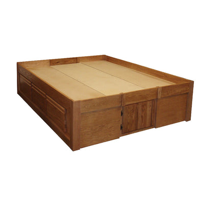 FD-3021 - Contemporary Oak Pedestal Bed with 6 Drawers - Queen size - Oak For Less® Furniture