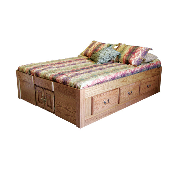 FD-3024T - Traditional Oak Pedestal Bed with 6 Drawers - Full size - Oak For Less® Furniture