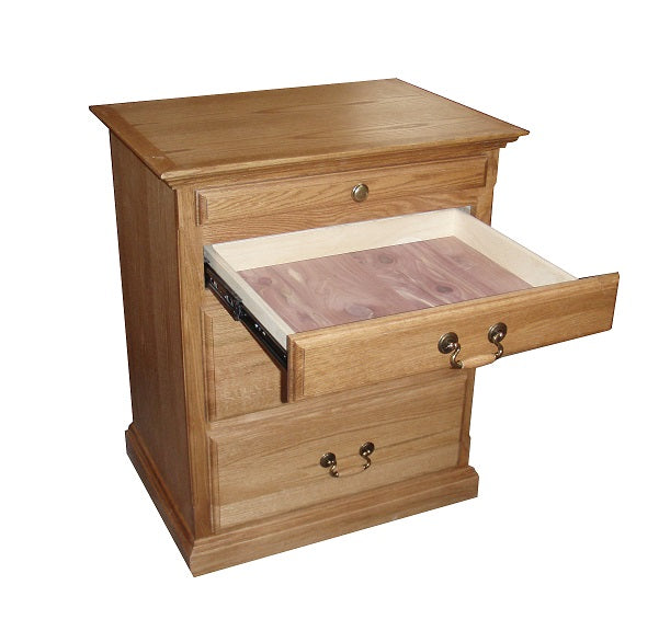 FD-3038T - Traditional Oak 3 Drawer Nightstand with Pullout Tray - Oak For Less® Furniture