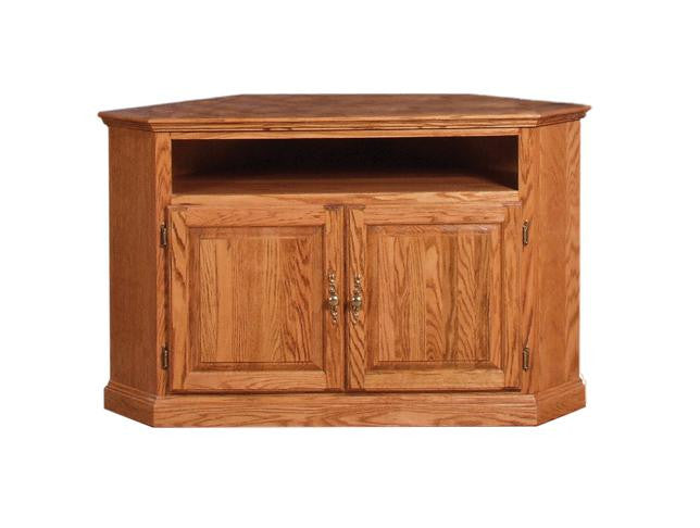 FD-4040T-WOOD - Traditional Oak 52" Corner TV Stand with Wood Doors - Oak For Less® Furniture