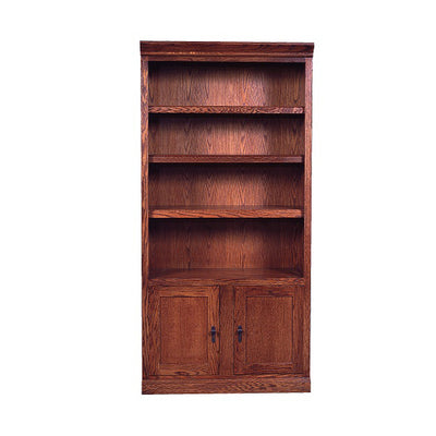 FD-6123D-M - Mission Oak Bookcase 36" w x 13" d x 60" h with Lower Doors - Oak For Less® Furniture