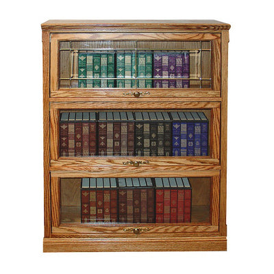 FD-6349T - Traditional Oak Lawyers Bookcase with 3 Doors - 36" w x 13" d x 49" h - Oak For Less® Furniture