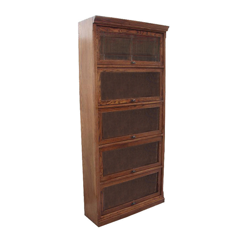 FD-6379M - Mission Oak Lawyers Bookcase with 5 Doors - 36" w x 13" d x 79" h - Oak For Less® Furniture