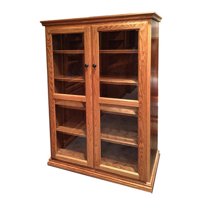 OD-O-T3660-FD-glass - Traditional Oak Bookcase 36" w x 17.75" d x 60" h with Full Doors - Glass - Oak For Less® Furniture