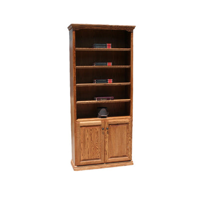 OD-O-T3672-D - Traditional Oak Bookcase 36" w x 13" d x 72" h with Lower Doors - Oak For Less® Furniture