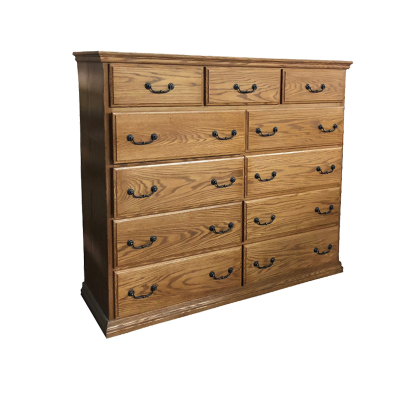 Traditional Oak 11 Drawer High Boy Dresser - Oak For Less® Furniture
