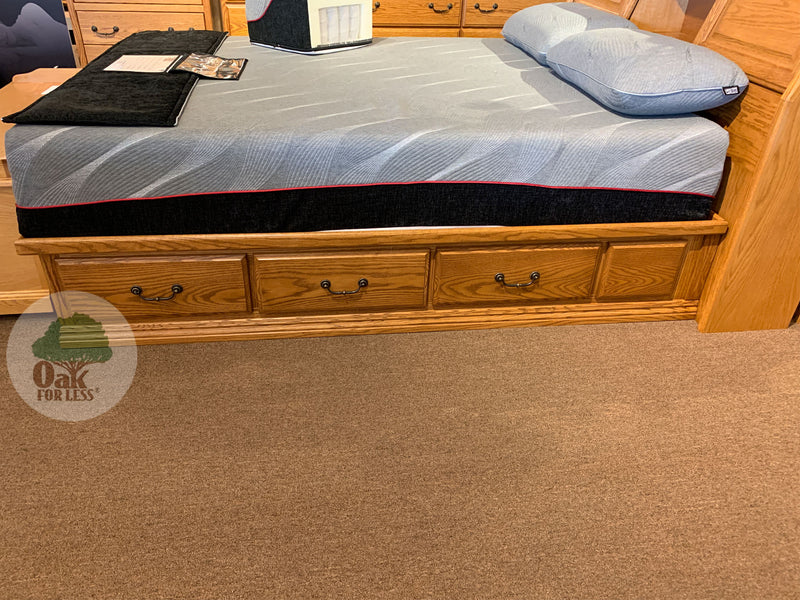 OD-O-T456-EK and OD-O-T462-EK - Traditional Oak Pedestal Bed with Bookcase Headboard - E King Size - Oak For Less® Furniture