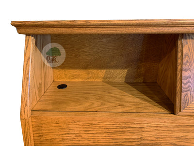 OD-O-T462-Q - Traditional Oak Bookcase Headboard - detail - Oak For Less® Furniture