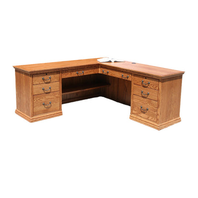 OD-O-T641 - Traditional Oak Desk and Return - Oak For Less® Furniture