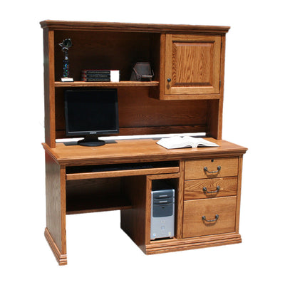 OD-O-T699 and OD-O-T698-HD - Traditional Oak 57" Computer Desk with CPU Area with Hutch - Oak For Less® Furniture