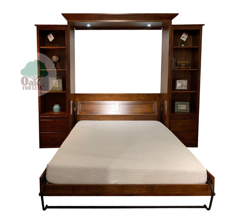 Oxford Murphy Wall Bed With Side Piers - Queen Size - Oak For Less® Furniture