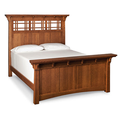 Amish made MaKayla Panel Bed in Quarter Sawn Oak - Queen size - Oak For Less® Furniture