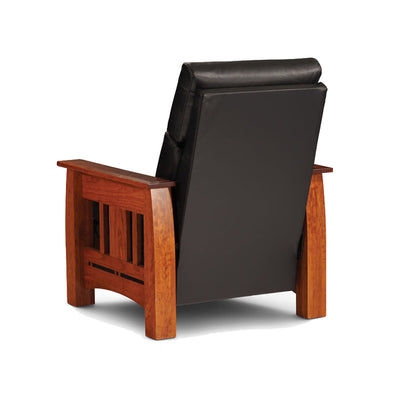 Amish made Arts & Crafts Black Leather Recliner - Cherry wood - Oak For Less® Furniture
