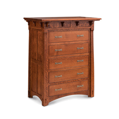 Amish made MaRyan 5 Drawer Chest in Quarter Sawn Oak - Oak For Less® Furniture